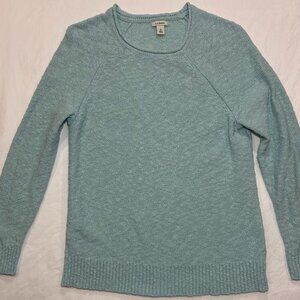 EUC LL Bean Midweight Cotton Slub Rollneck Pullover - M - Pale Turquoise